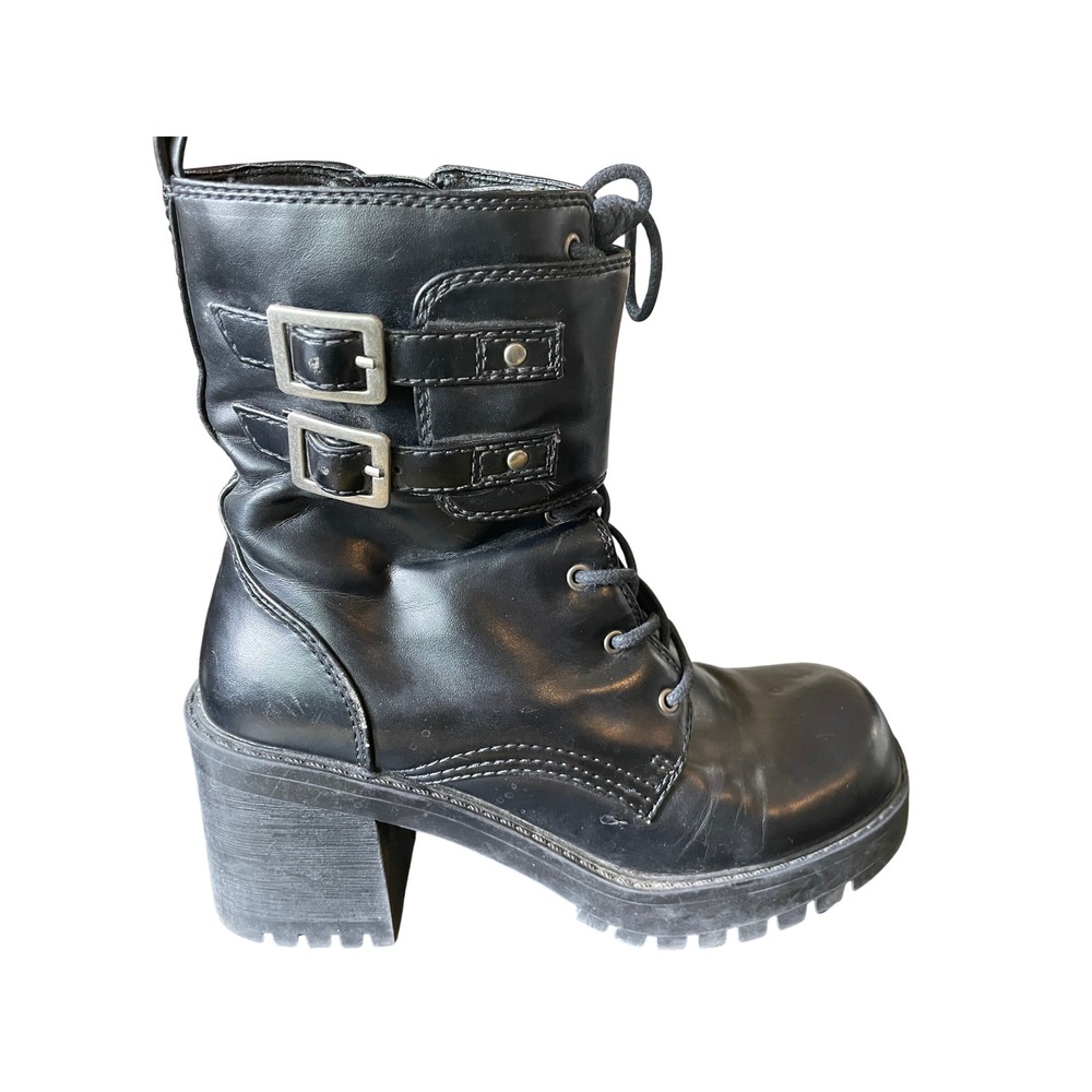 Mudd Black Combat Moto Boots with Buckles